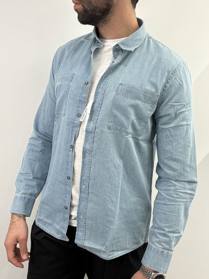 Camicia hamaki-ho in cotone denim