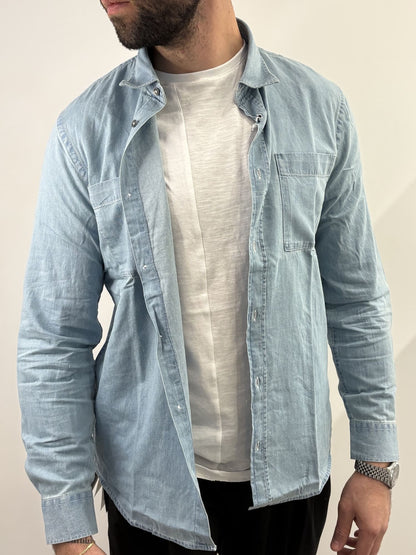Camicia hamaki-ho in cotone denim