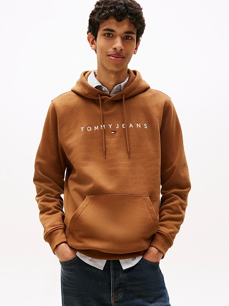 Felpa con cappuccio e logo lineare ricamato