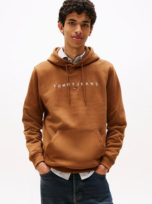 Felpa con cappuccio e logo lineare ricamato