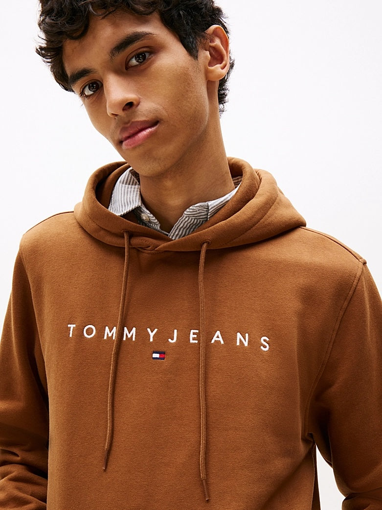 Felpa con cappuccio e logo lineare ricamato Tommy Jeans