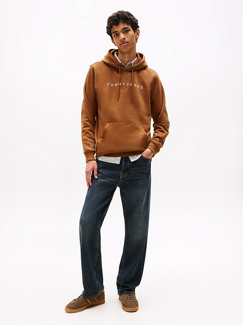 Felpa con cappuccio e logo lineare ricamato Tommy Jeans