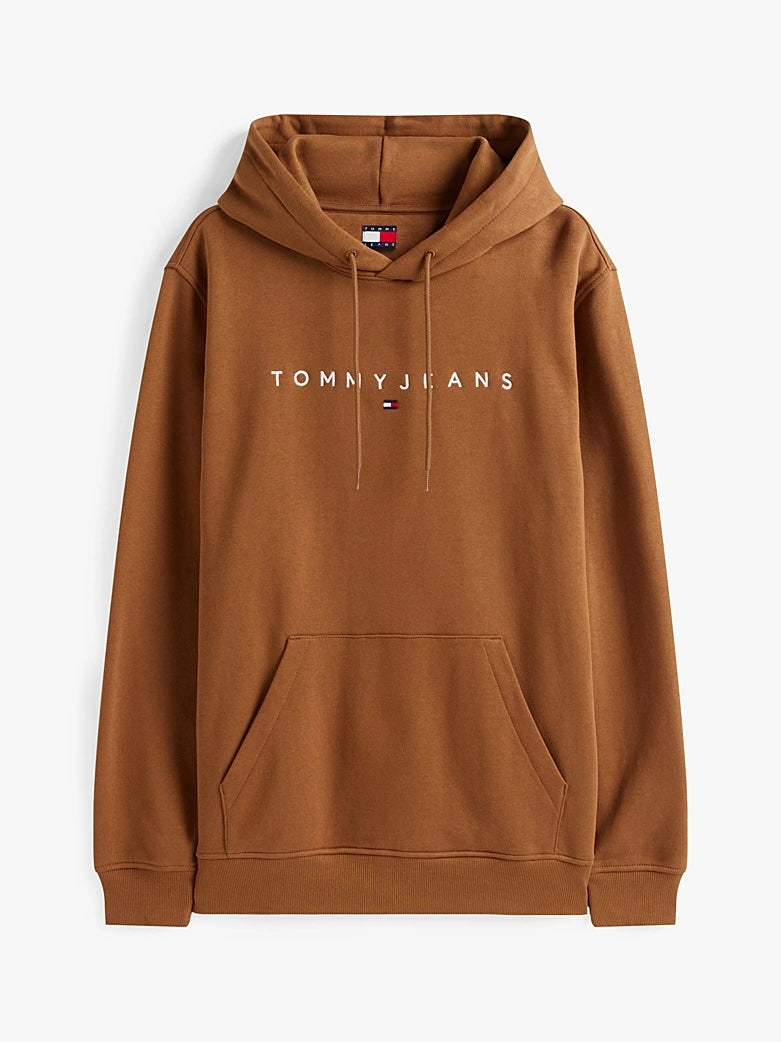 Felpa con cappuccio e logo lineare ricamato Tommy Jeans