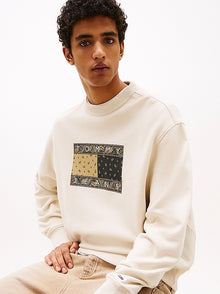 Felpa relaxed fit con logo paisley