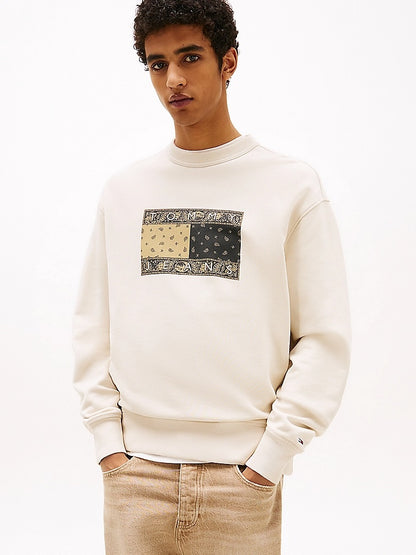 Felpa relaxed fit con logo paisley