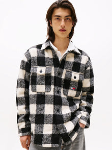 Sopracamicia oversize in flanella a quadri White/Black