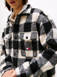 Sopracamicia oversize in flanella a quadri White/Black
