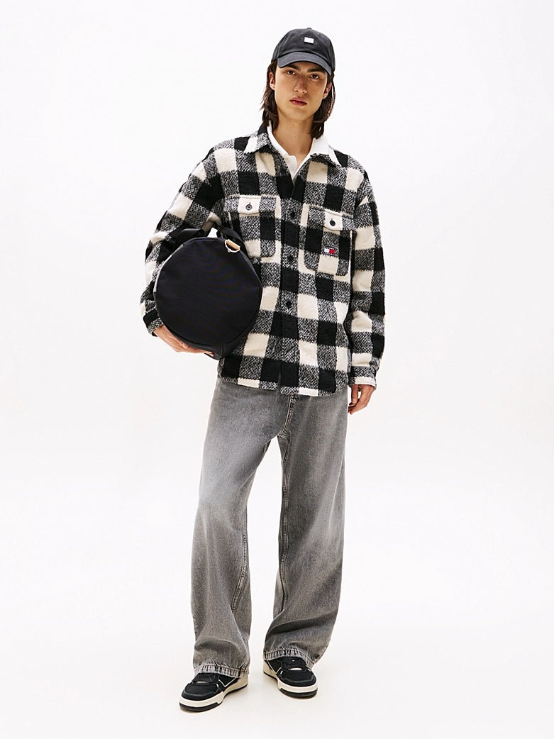 Sopracamicia oversize in flanella a quadri White/Black