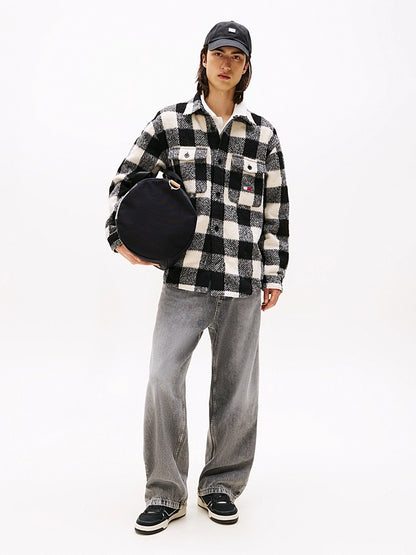 Sopracamicia oversize in flanella a quadri White/Black