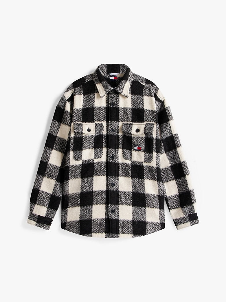 Sopracamicia oversize in flanella a quadri White/Black