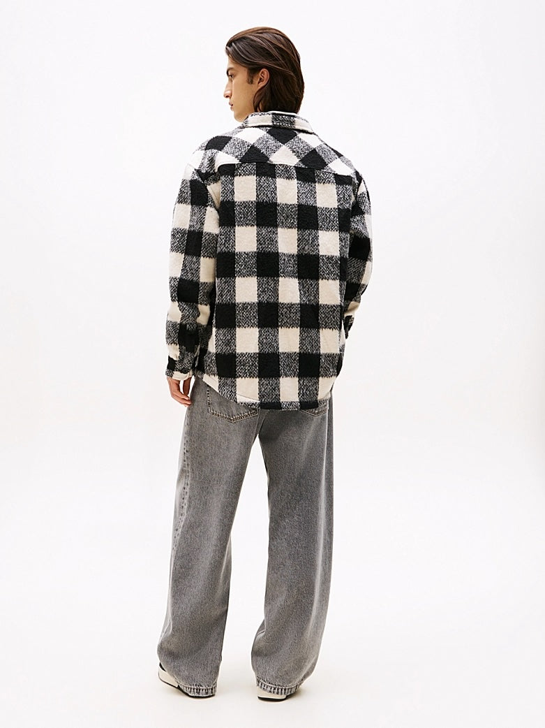 Sopracamicia oversize in flanella a quadri White/Black