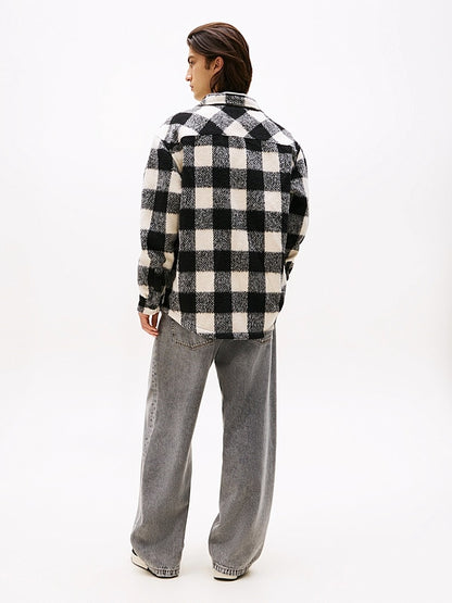 Sopracamicia oversize in flanella a quadri White/Black