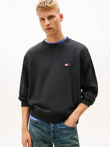 Felpa Classic anni '90 con logo tono su tono Black Tommy Jeans