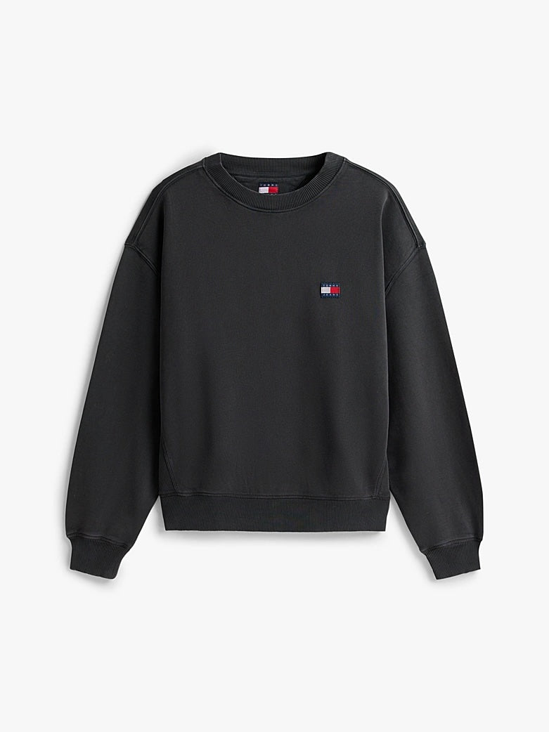 Felpa Classic anni '90 con logo tono su tono Black Tommy Jeans