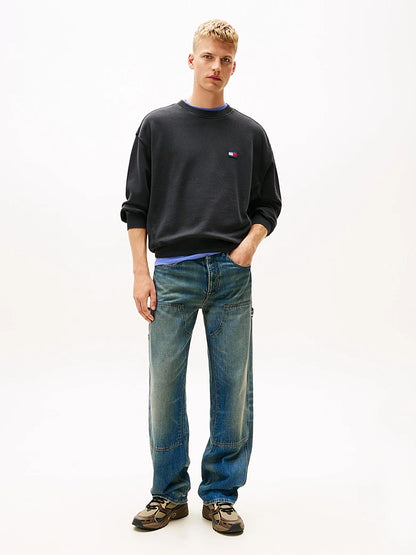 Felpa Classic anni '90 con logo tono su tono Black Tommy Jeans