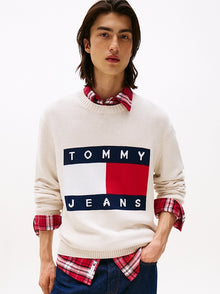 Pullover mélange con bandiera a intarsio
