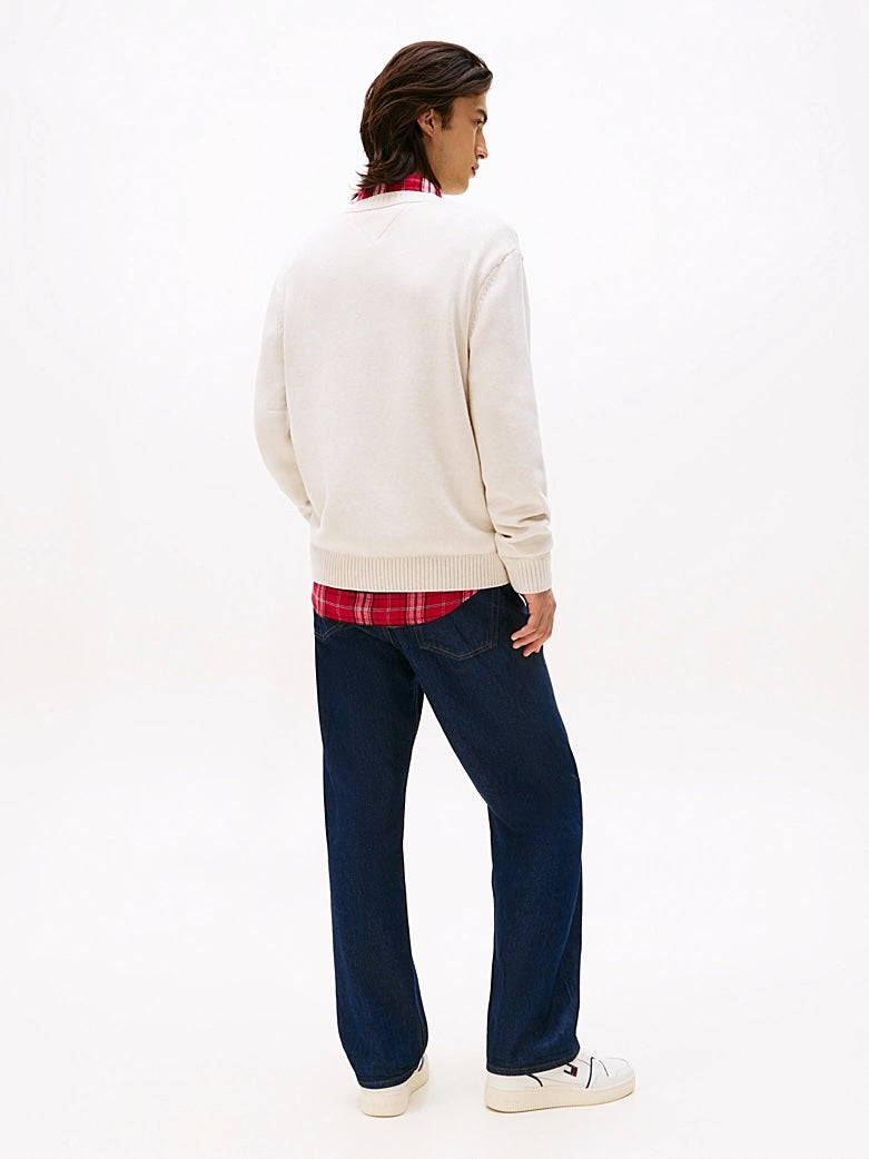 Pullover mélange con bandiera a intarsio