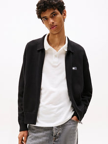 Felpa relaxed fit con zip integrale Black