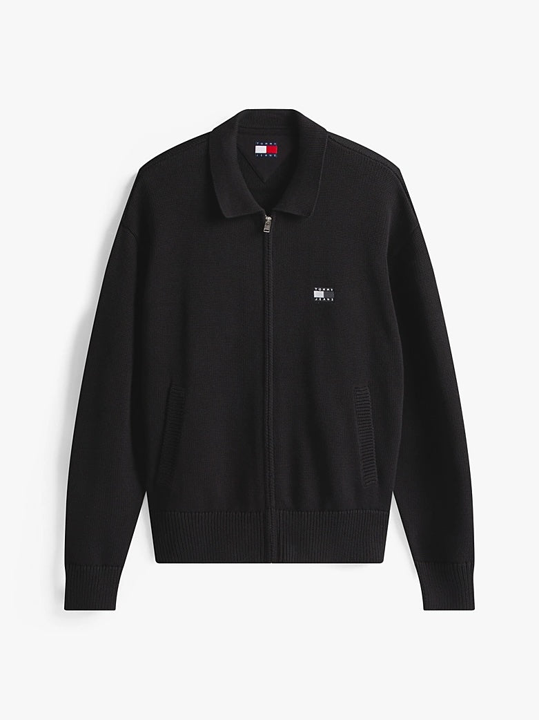 Felpa relaxed fit con zip integrale Black