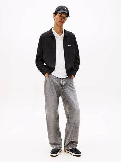 Felpa relaxed fit con zip integrale Black