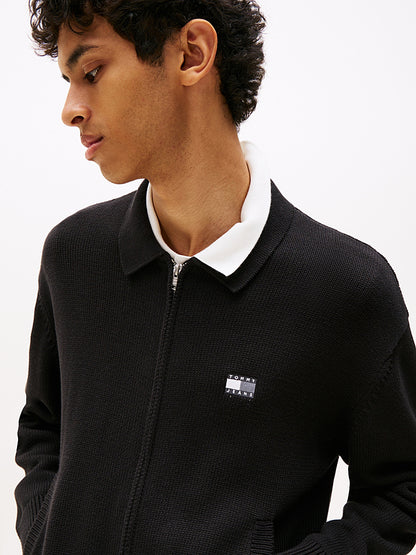 Felpa relaxed fit con zip integrale Black