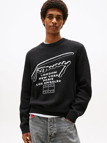 Pullover con logo a intarsio