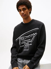 Pullover con logo a intarsio