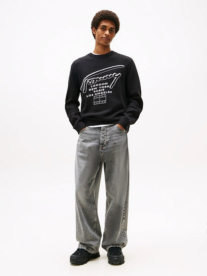 Pullover con logo a intarsio