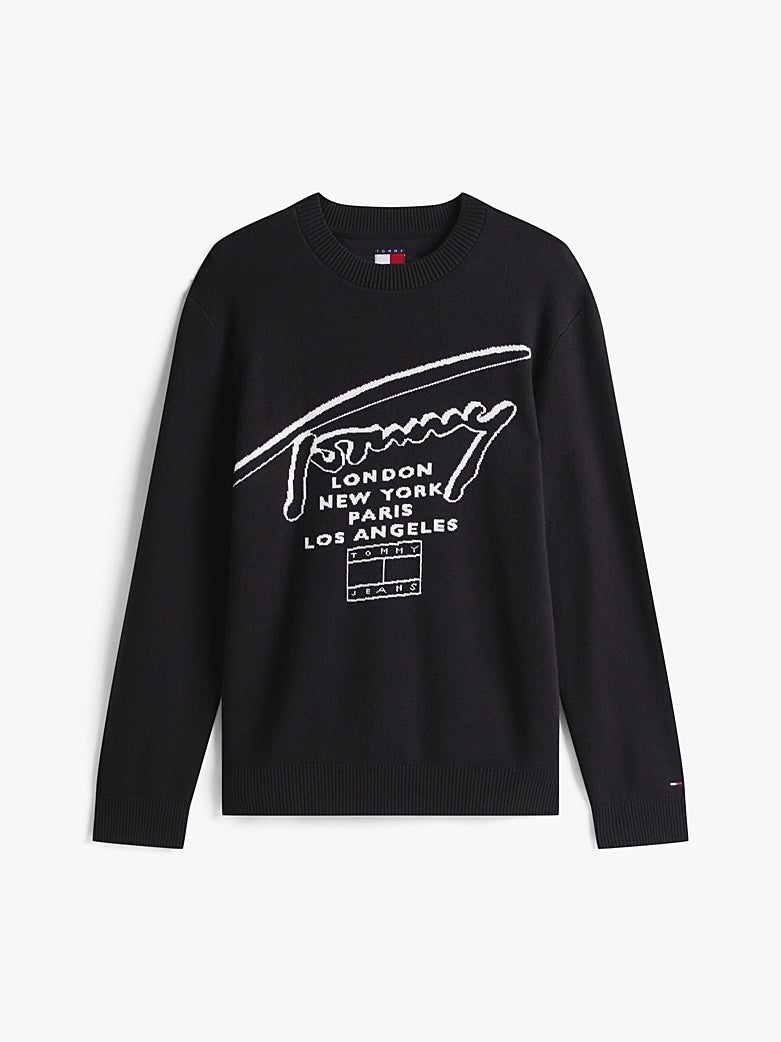 Pullover con logo a intarsio
