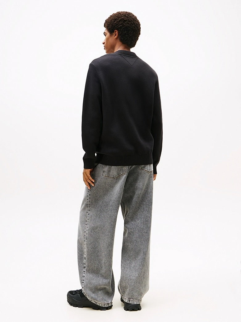 Pullover con logo a intarsio