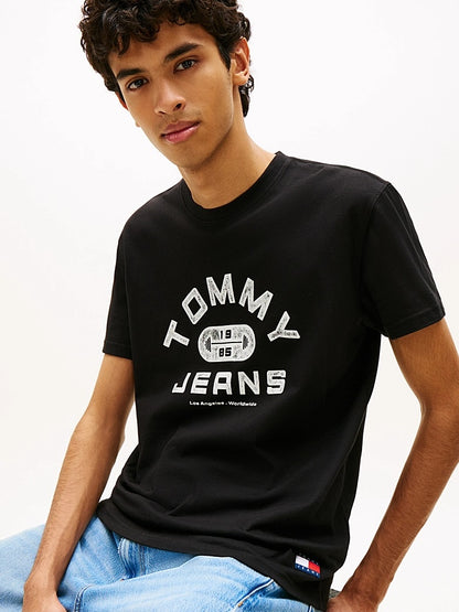 T-shirt in jersey con grafica Tommy Jeans black