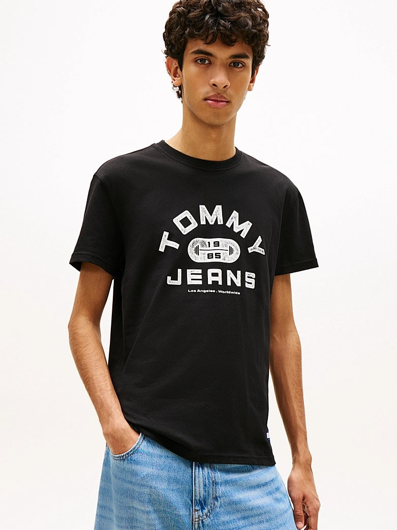 T-shirt in jersey con grafica Tommy Jeans black