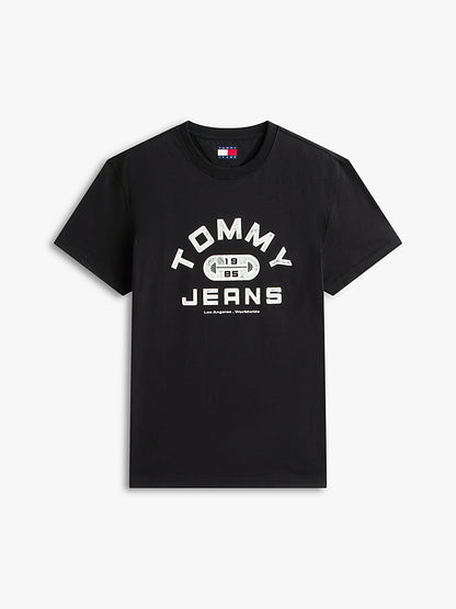 T-shirt in jersey con grafica Tommy Jeans black