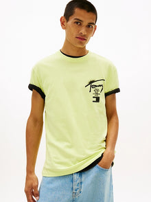 T-shirt Signature con logo sul retro Tommy Jeans Faded Lime