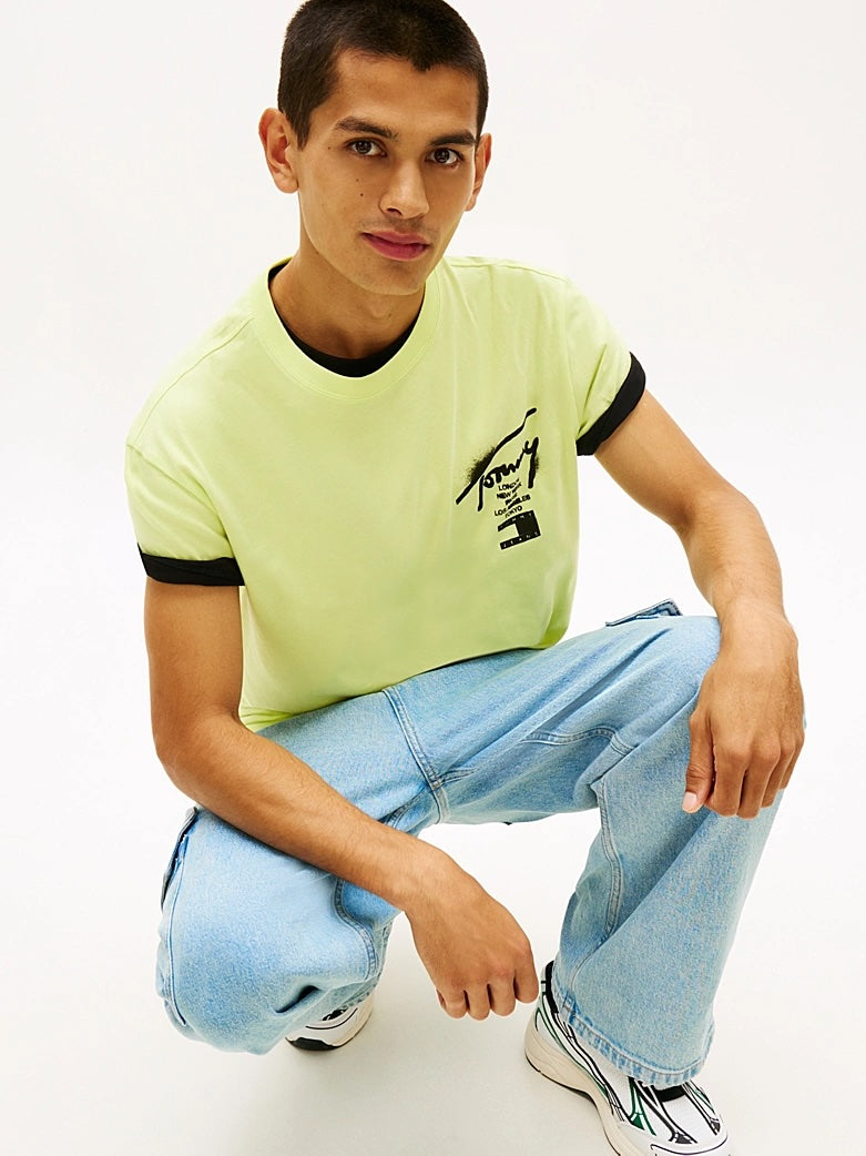 T-shirt Signature con logo sul retro Tommy Jeans Faded Lime