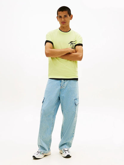 T-shirt Signature con logo sul retro Tommy Jeans Faded Lime
