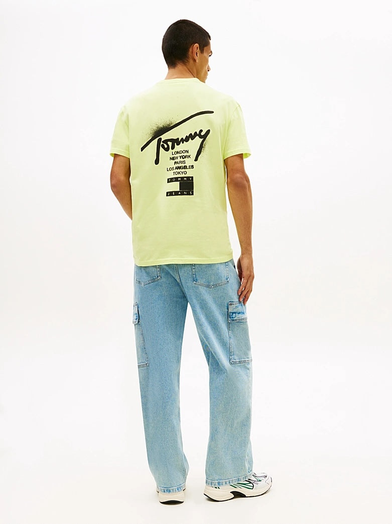 T-shirt Signature con logo sul retro Tommy Jeans Faded Lime