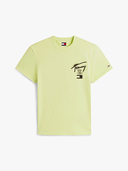 T-shirt Signature con logo sul retro Tommy Jeans Faded Lime