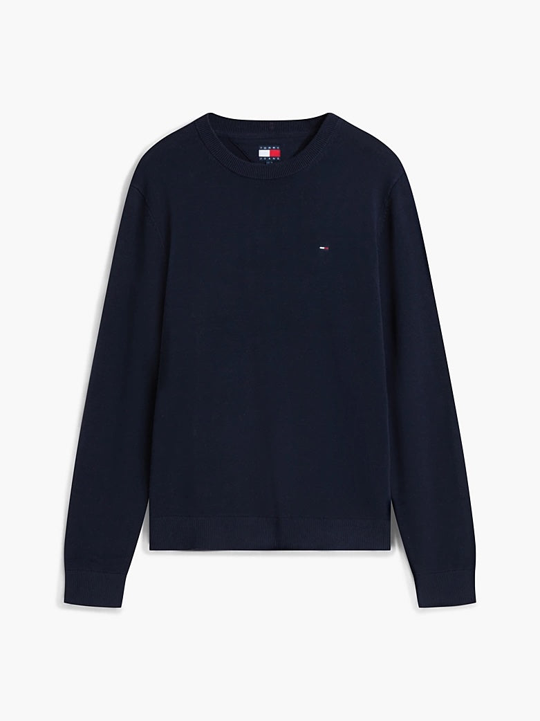 Pullover Tommy jeans Flag slim fit leggero blu