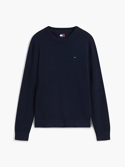 Pullover Tommy jeans Flag slim fit leggero blu
