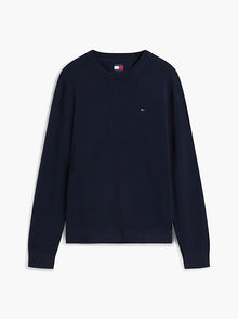 Pullover Tommy jeans Flag slim fit leggero blu