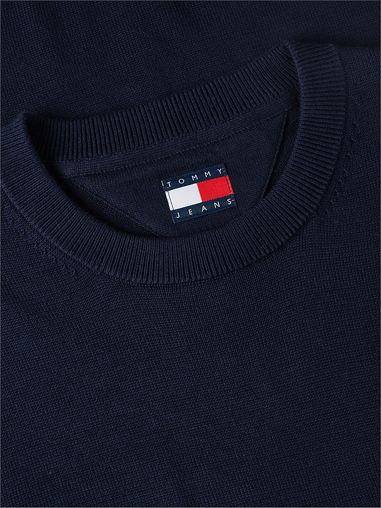 Pullover Tommy jeans Flag slim fit leggero blu