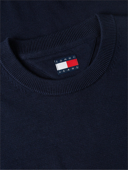 Pullover Tommy jeans Flag slim fit leggero blu