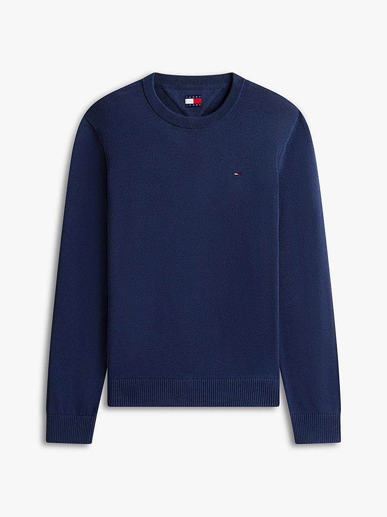 Pullover Tommy jeans Flag slim fit leggero blu