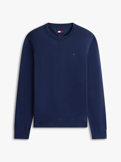 Pullover Tommy jeans Flag slim fit leggero blu
