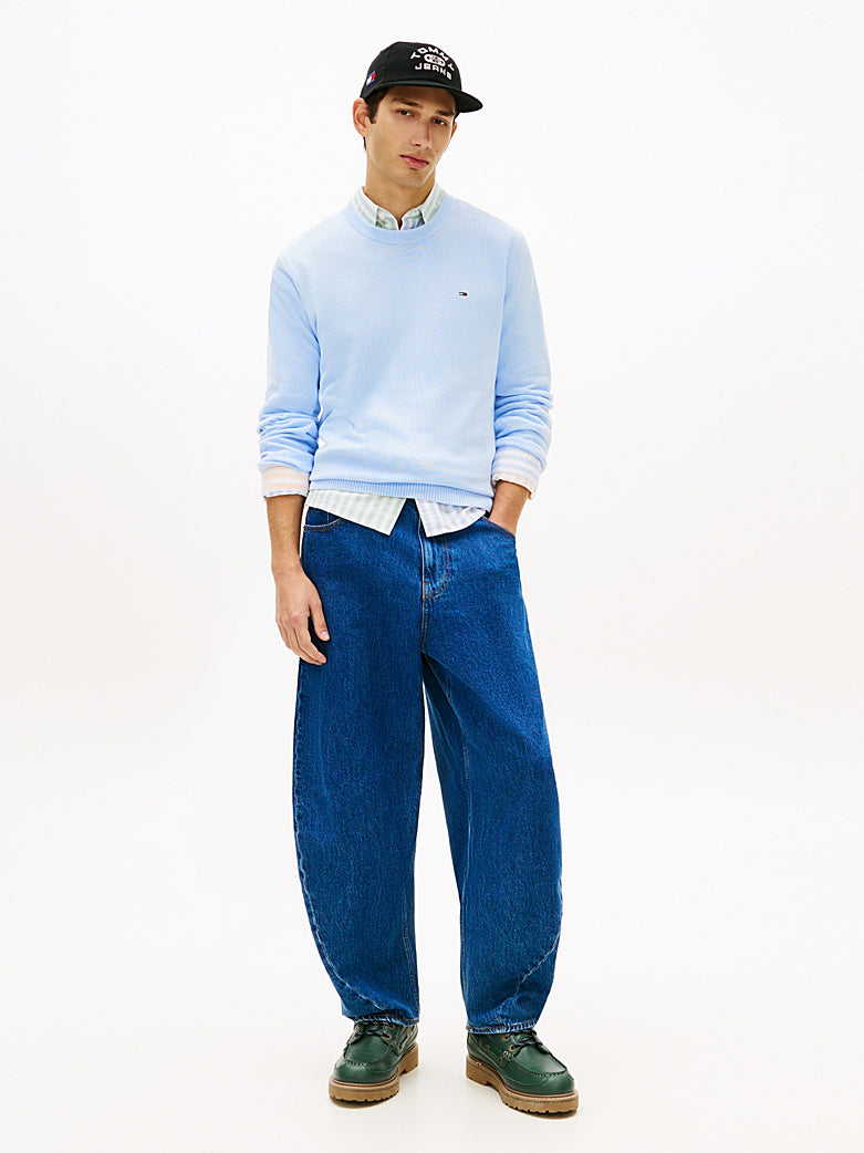 Pullover Tommy jeans Flag slim fit leggero sweet blue