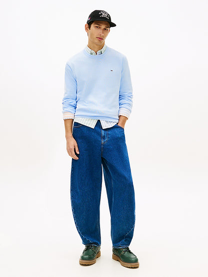 Pullover Tommy jeans Flag slim fit leggero sweet blue