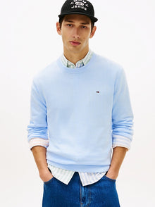 Pullover Tommy jeans Flag slim fit leggero sweet blue