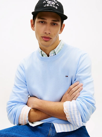 Pullover Tommy jeans Flag slim fit leggero sweet blue