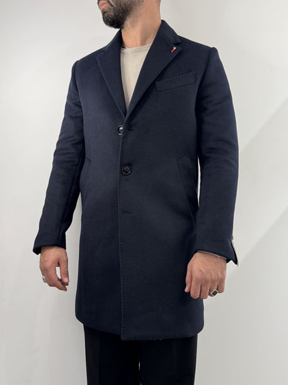 Cappotto Mulish in misto lana blu